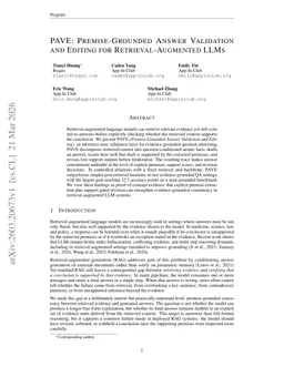 PAVE: Premise-Aware Validation and Editing for Retrieval-Augmented LLMs