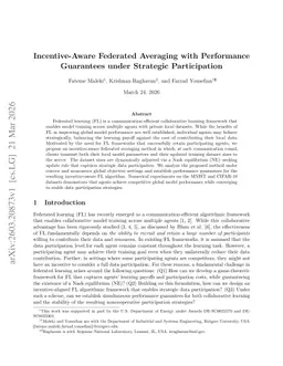 Incentive-Aware Federated Averaging with Performance Guarantees under Strategic Participation