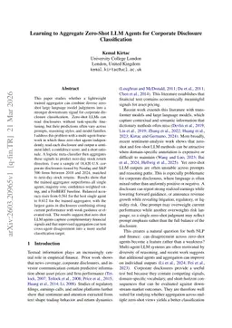 Learning to Aggregate Zero-Shot LLM Agents for Corporate Disclosure Classification