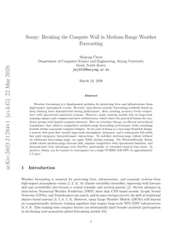 Sonny: Breaking the Compute Wall in Medium-Range Weather Forecasting