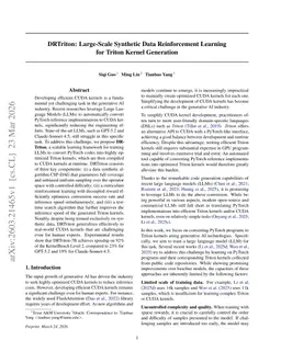 DRTriton: Large-Scale Synthetic Data Reinforcement Learning for Triton Kernel Generation