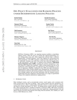 Off-Policy Evaluation for Ranking Policies under Deterministic Logging Policies