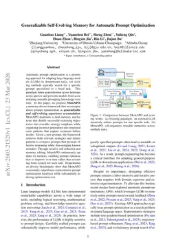 Generalizable Self-Evolving Memory for Automatic Prompt Optimization