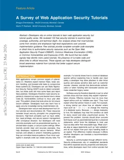 A Survey of Web Application Security Tutorials