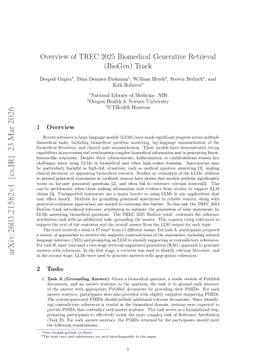 Overview of TREC 2025 Biomedical Generative Retrieval (BioGen) Track