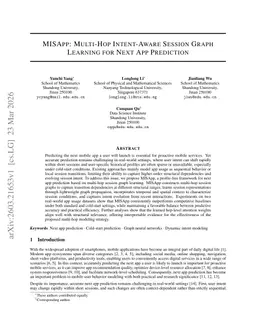 MISApp: Multi-Hop Intent-Aware Session Graph Learning for Next App Prediction