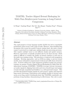 TAMTRL: Teacher-Aligned Reward Reshaping for Multi-Turn Reinforcement Learning in Long-Context Compression