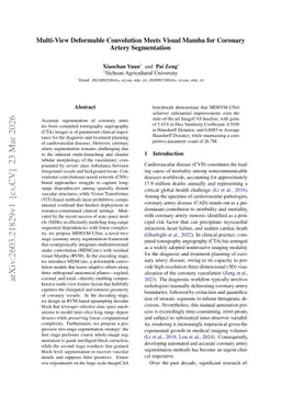 Multi-View Deformable Convolution Meets Visual Mamba for Coronary Artery Segmentation