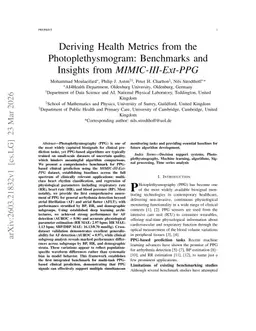 Deriving Health Metrics from the Photoplethysmogram: Benchmarks and Insights from MIMIC-III-Ext-PPG
