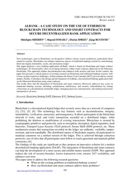 Albank -- a case study on the use of ethereum blockchain technology and smart contracts for secure decentralized bank application