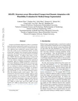 SHAPE: Structure-aware Hierarchical Unsupervised Domain Adaptation with Plausibility Evaluation for Medical Image Segmentation