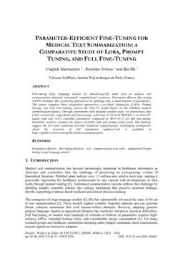 Parameter-Efficient Fine-Tuning for Medical Text Summarization: A Comparative Study of Lora, Prompt Tuning, and Full Fine-Tuning