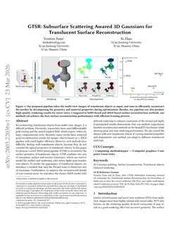 GTSR: Subsurface Scattering Awared 3D Gaussians for Translucent Surface Reconstruction