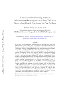 A Backbone Benchmarking Study on Self-supervised Learning as a Auxiliary Task with Texture-based Local Descriptors for Face Analysis