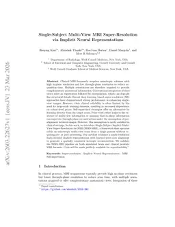 Single-Subject Multi-View MRI Super-Resolution via Implicit Neural Representations
