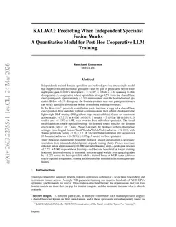 KALAVAI: Predicting When Independent Specialist Fusion Works -- A Quantitative Model for Post-Hoc Cooperative LLM Training
