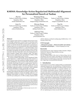 KARMA: Knowledge-Action Regularized Multimodal Alignment for Personalized Search at Taobao