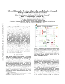 Efficient Hallucination Detection: Adaptive Bayesian Estimation of Semantic Entropy with Guided Semantic Exploration