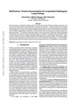 RadTimeline: Timeline Summarization for Longitudinal Radiological Lung Findings