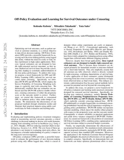 Off-Policy Evaluation and Learning for Survival Outcomes under Censoring