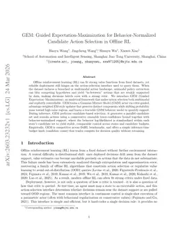 GEM: Guided Expectation-Maximization for Behavior-Normalized Candidate Action Selection in Offline RL