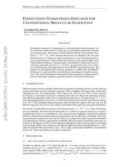 Permutation-Symmetrized Diffusion for Unconditional Molecular Generation