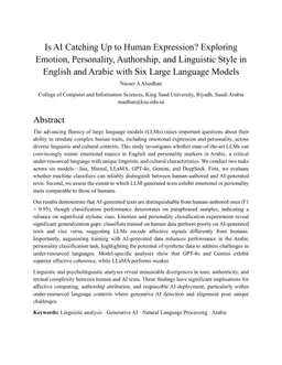 Is AI Catching Up to Human Expression? Exploring Emotion, Personality, Authorship, and Linguistic Style in English and Arabic with Six Large Language Models