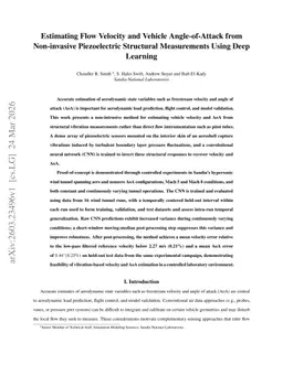 Estimating Flow Velocity and Vehicle Angle-of-Attack from Non-invasive Piezoelectric Structural Measurements Using Deep Learning