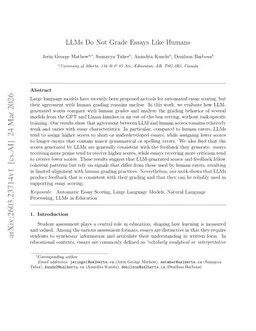 LLMs Do Not Grade Essays Like Humans