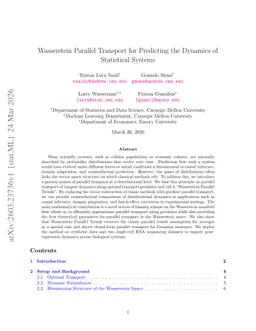 Wasserstein Parallel Transport for Predicting the Dynamics of Statistical Systems