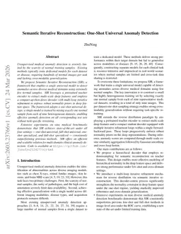 Semantic Iterative Reconstruction: One-Shot Universal Anomaly Detection