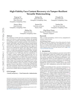 High-Fidelity Face Content Recovery via Tamper-Resilient Versatile Watermarking